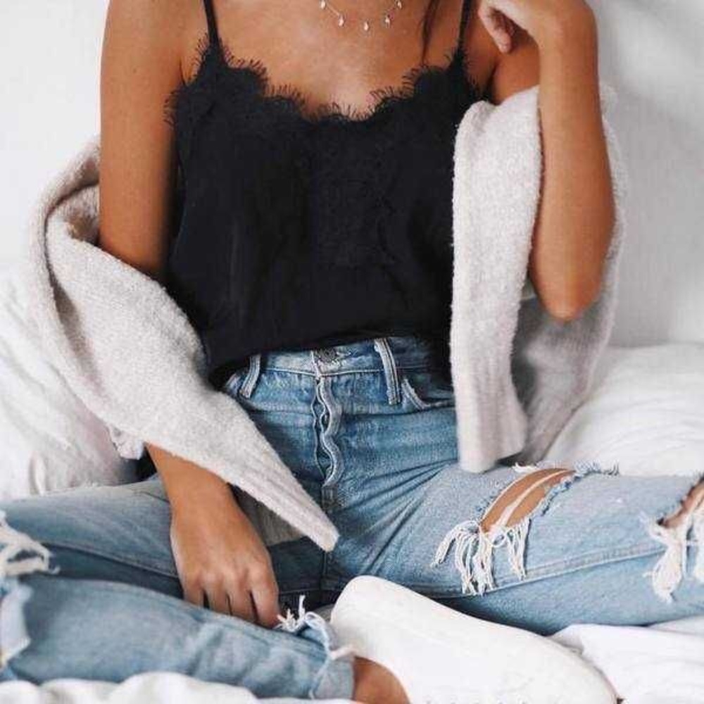 Paper Crane Lace Silk Tank